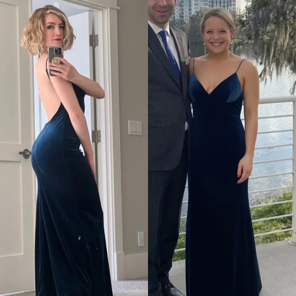Katie May Ariel Velvet Gown Maxi Dress in Navy Blue Size XL - Picture 5 of 11